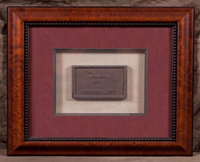 Original Norwalk Vault Co. Cast Iron Name Plate